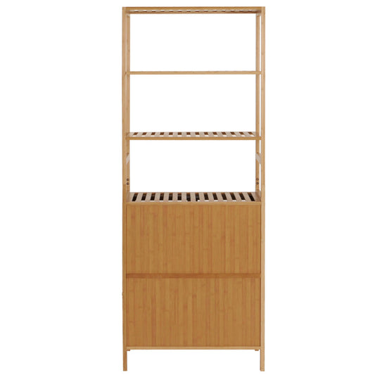 Cosmo Casa - Hoge Kast - Badkamerkast met Planken - Bamboe MDF - 168x64x33cm