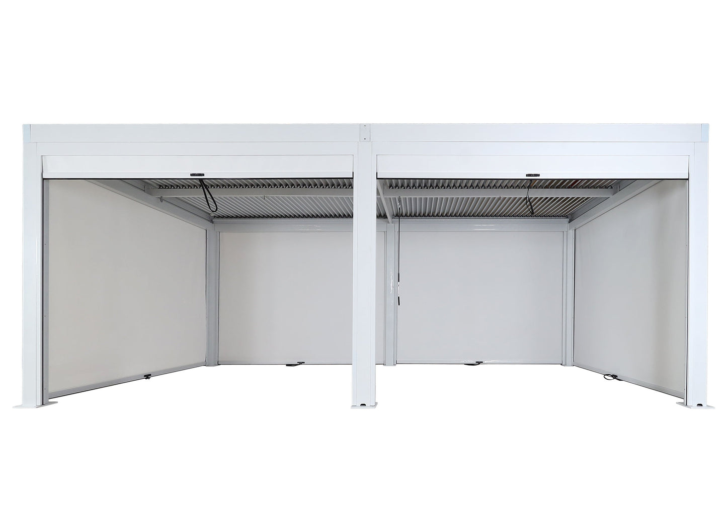 Cosmo Casa - Pergola met 6 Zijwanden - Lamellenpaviljoenrolgordijn Stormvast - Aluminium Frame - Wit - 3×6 m