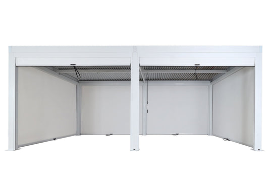Cosmo Casa - Pergola met 6 Zijwanden - Lamellenpaviljoenrolgordijn Stormvast - Aluminium Frame - Wit - 3×6 m