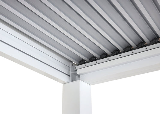 Cosmo Casa - Pergola met 6 Zijwanden - Lamellenpaviljoenrolgordijn Stormvast - Aluminium Frame - Wit - 3×6 m