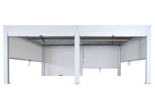 Cosmo Casa - Pergola met 6 Zijwanden - Lamellenpaviljoenrolgordijn Stormvast - Aluminium Frame - Wit - 3×6 m