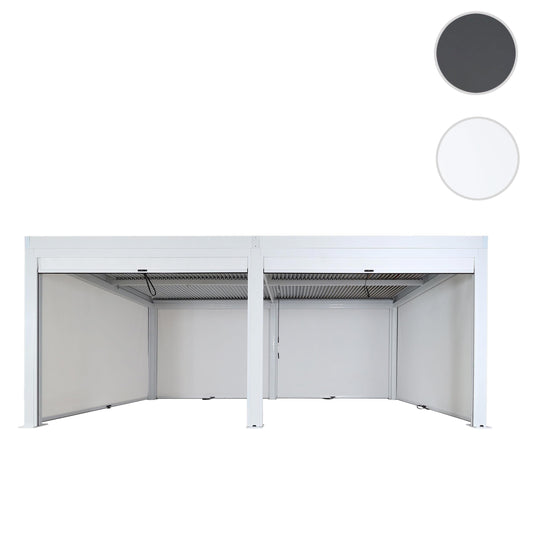 Cosmo Casa - Pergola met 6 Zijwanden - Lamellenpaviljoenrolgordijn Stormvast - Aluminium Frame - Wit - 3×6 m
