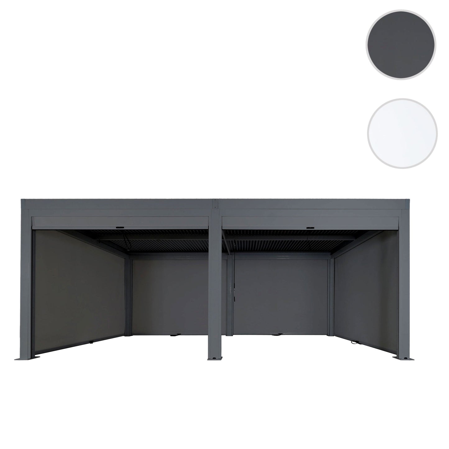 Cosmo Casa - Pergola met 6 Zijwanden - Lamellenpaviljoenrolgordijn Stormvast - Aluminium Frame - Antraciet - 3×6 m