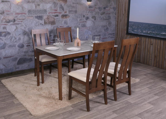 Cosmo Casa - Eetkamertafel - Betonlook met Bruine Poten - Massief Hout en Gelamineerd HDF - 135x80cm