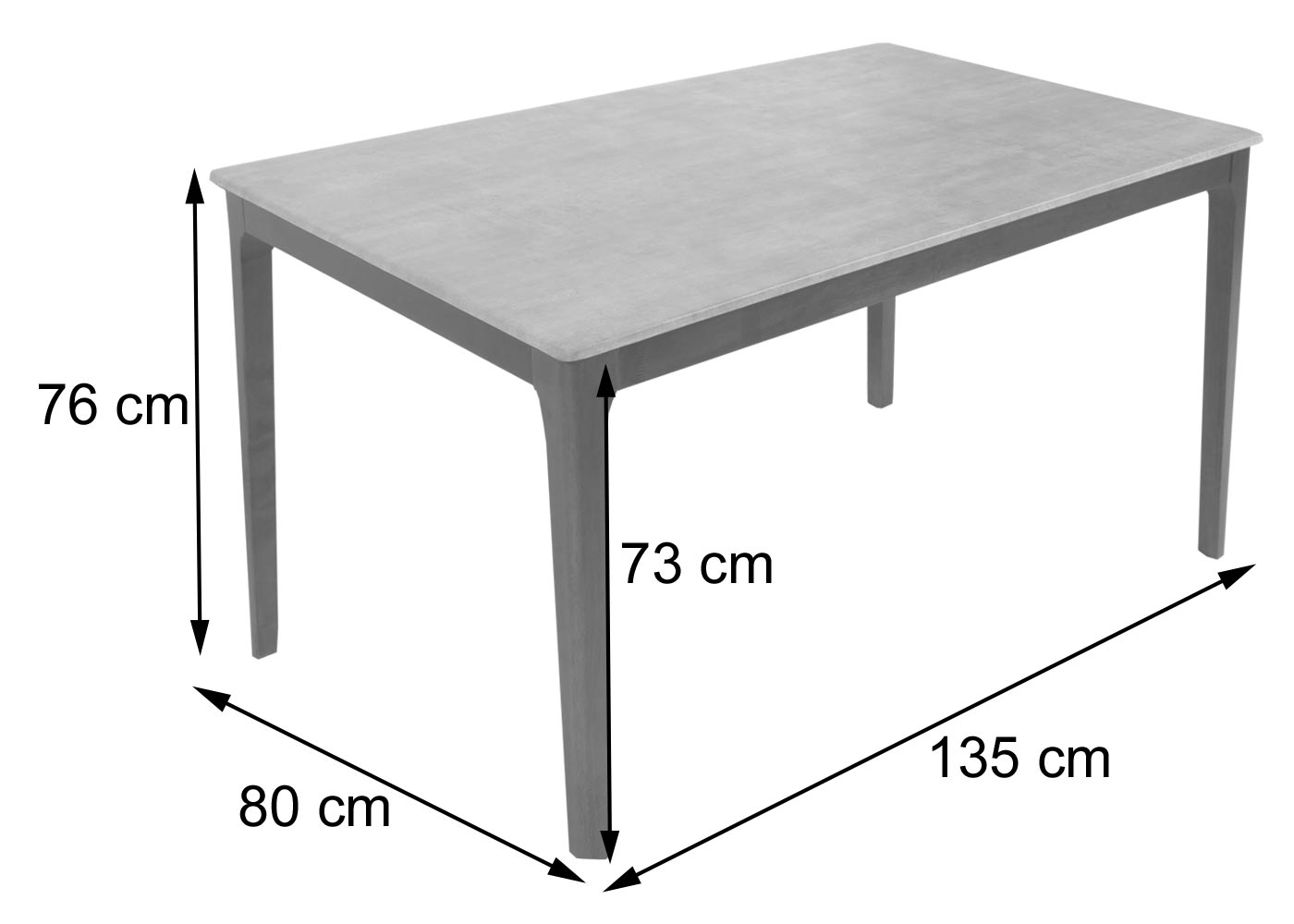 Cosmo Casa - Eetkamertafel - Betonlook met Bruine Poten - Massief Hout en Gelamineerd HDF - 135x80cm