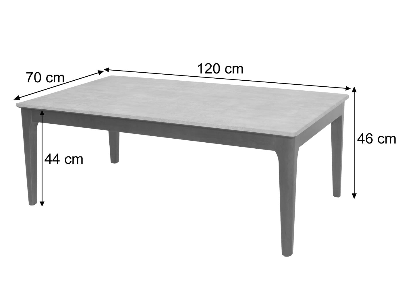 Cosmo Casa - Salontafel - Bruine Poten met Betonlook - Massief Hout en Gelamineerd HDF - 46x120x70cm