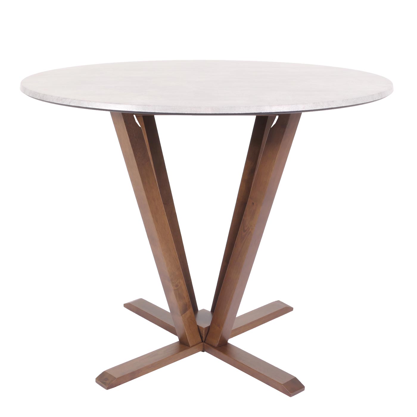 Cosmo Casa - Bistrotafel - Bruin Frame met Betonlook - Massief Hout en Gelamineerd HPL - 92cm