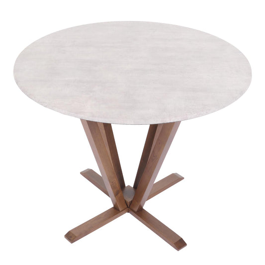 Cosmo Casa - Bistrotafel - Bruin Frame met Betonlook - Massief Hout en Gelamineerd HPL - 92cm