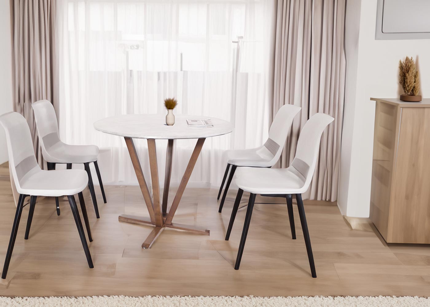 Cosmo Casa - Bistrotafel - Bruin Frame met Betonlook - Massief Hout en Gelamineerd HPL - 92cm