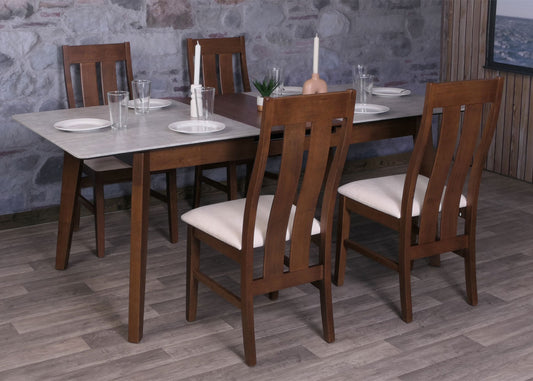 Cosmo Casa - Eettafel - Massief Hout - Laminaat - Melamine - 160-200 x 90 cm - Uitschuifbaar - Betonlook - Bruine Poten