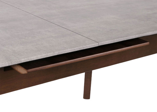 Cosmo Casa - Eettafel - Massief Hout - Laminaat - Melamine - 160-200 x 90 cm - Uitschuifbaar - Betonlook - Bruine Poten