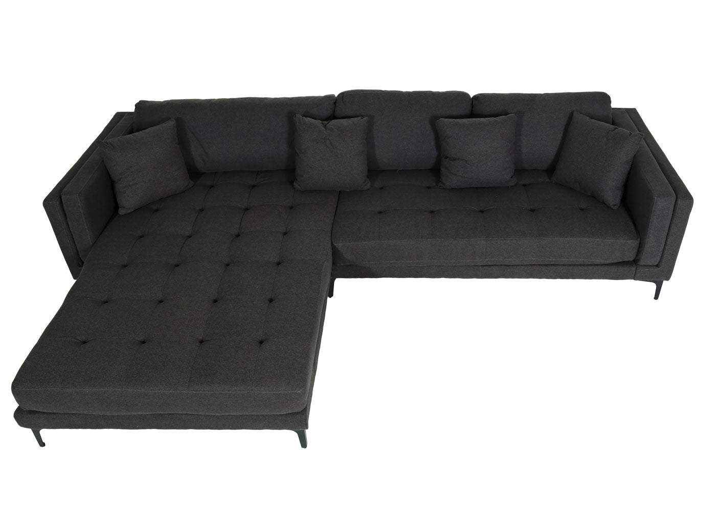 Cosmo Casa - Bankstel - Hoekbank L-vorm - Massief Hout en Stoftextiel - Donkergrijs - 293 cm