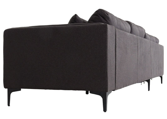 Cosmo Casa - Bankstel - Hoekbank L-vorm - Massief Hout en Stoftextiel - Donkergrijs - 293 cm