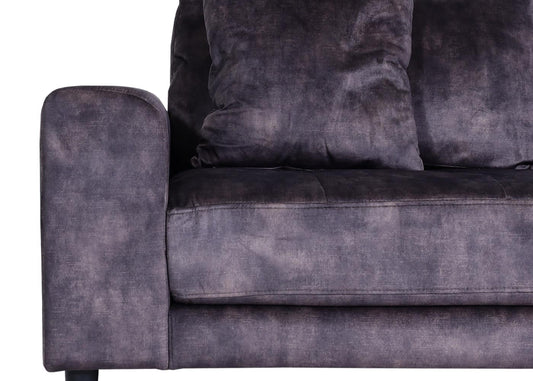 Cosmo Casa - Hoekbank - 3-zits - Fluweel - Donkergrijs - 295 cm