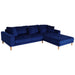 Cosmo Casa - Hoekbank - 3-zits - Fluweel - Blauw - 295 cm
