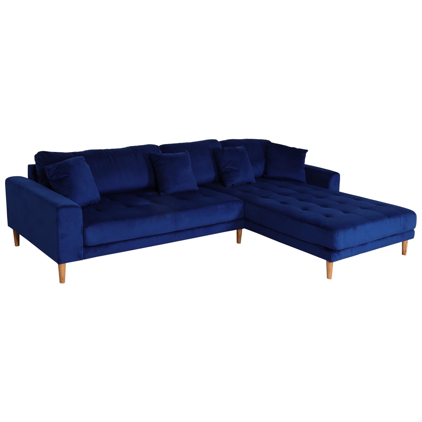 Cosmo Casa - Hoekbank - 3-zits - Fluweel - Blauw - 295 cm