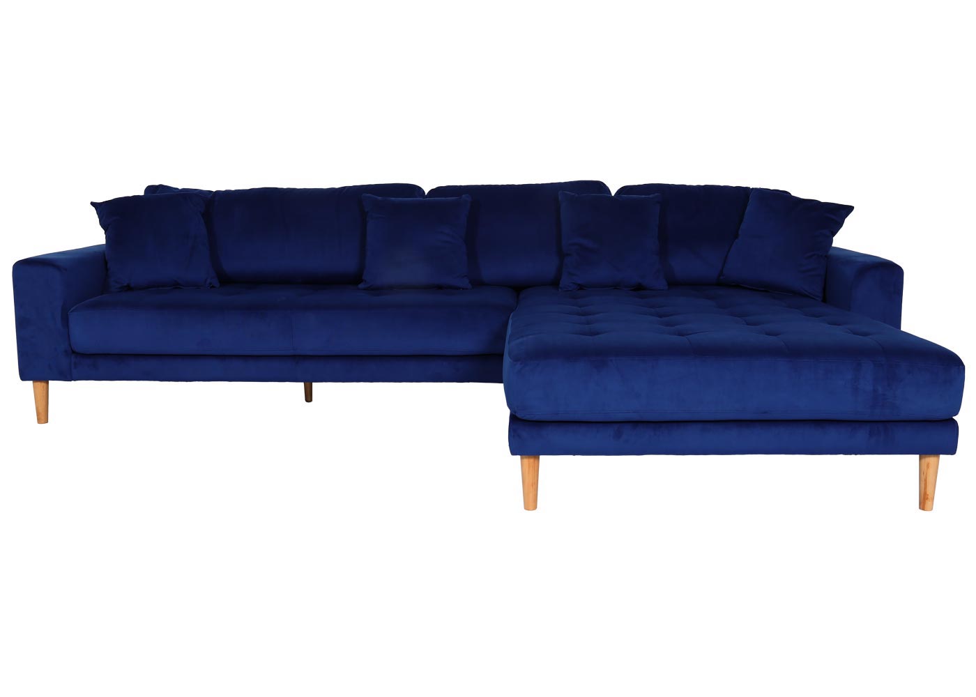 Cosmo Casa - Hoekbank - 3-zits - Fluweel - Blauw - 295 cm
