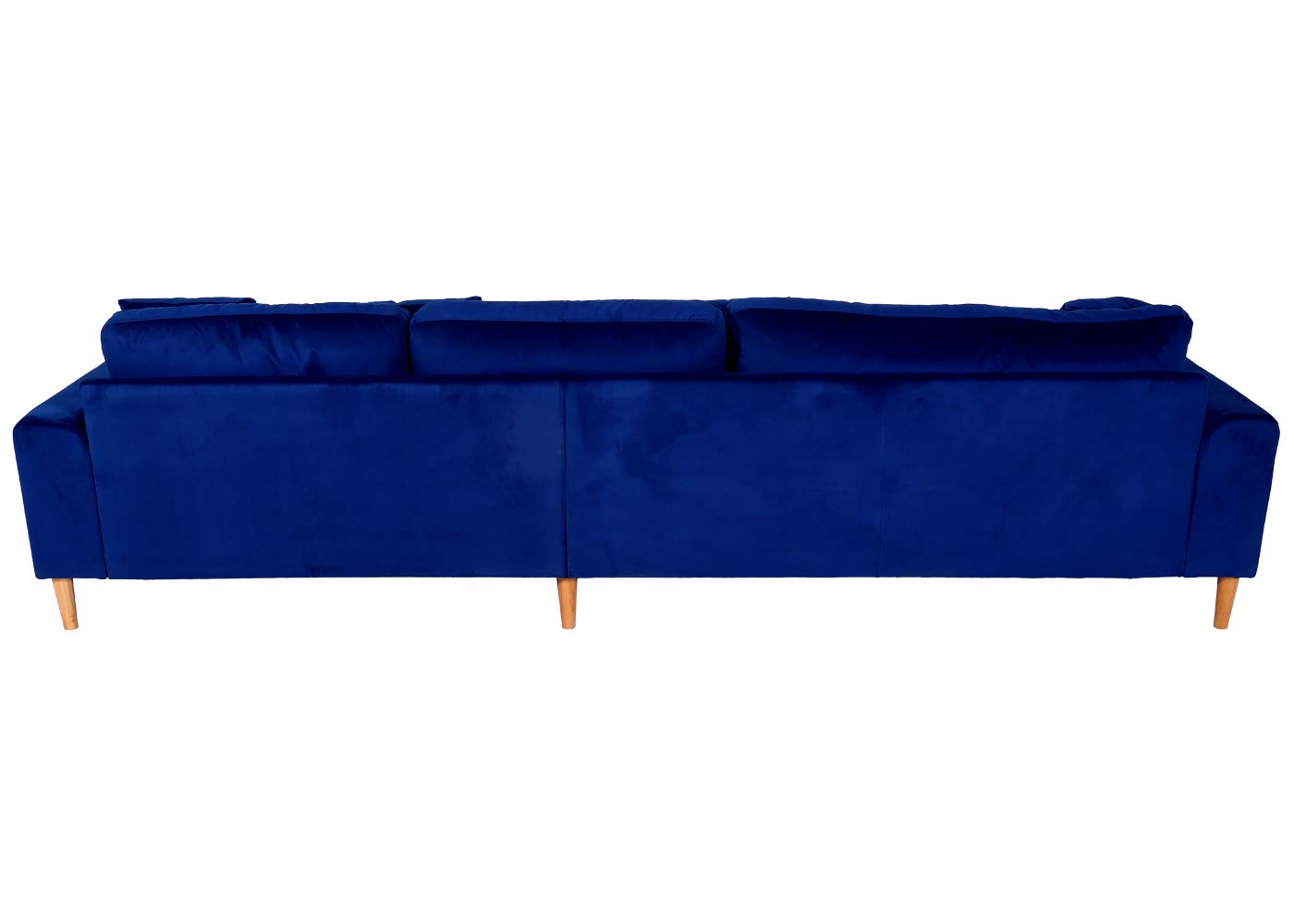Cosmo Casa - Hoekbank - 3-zits - Fluweel - Blauw - 295 cm