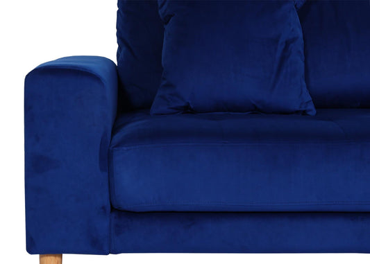 Cosmo Casa - Hoekbank - 3-zits - Fluweel - Blauw - 295 cm
