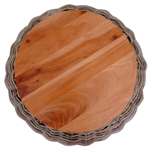 Cosmo Casa - Bijzettafel - Rond - Kubu Rotan - Naturel - 33×49×49 cm