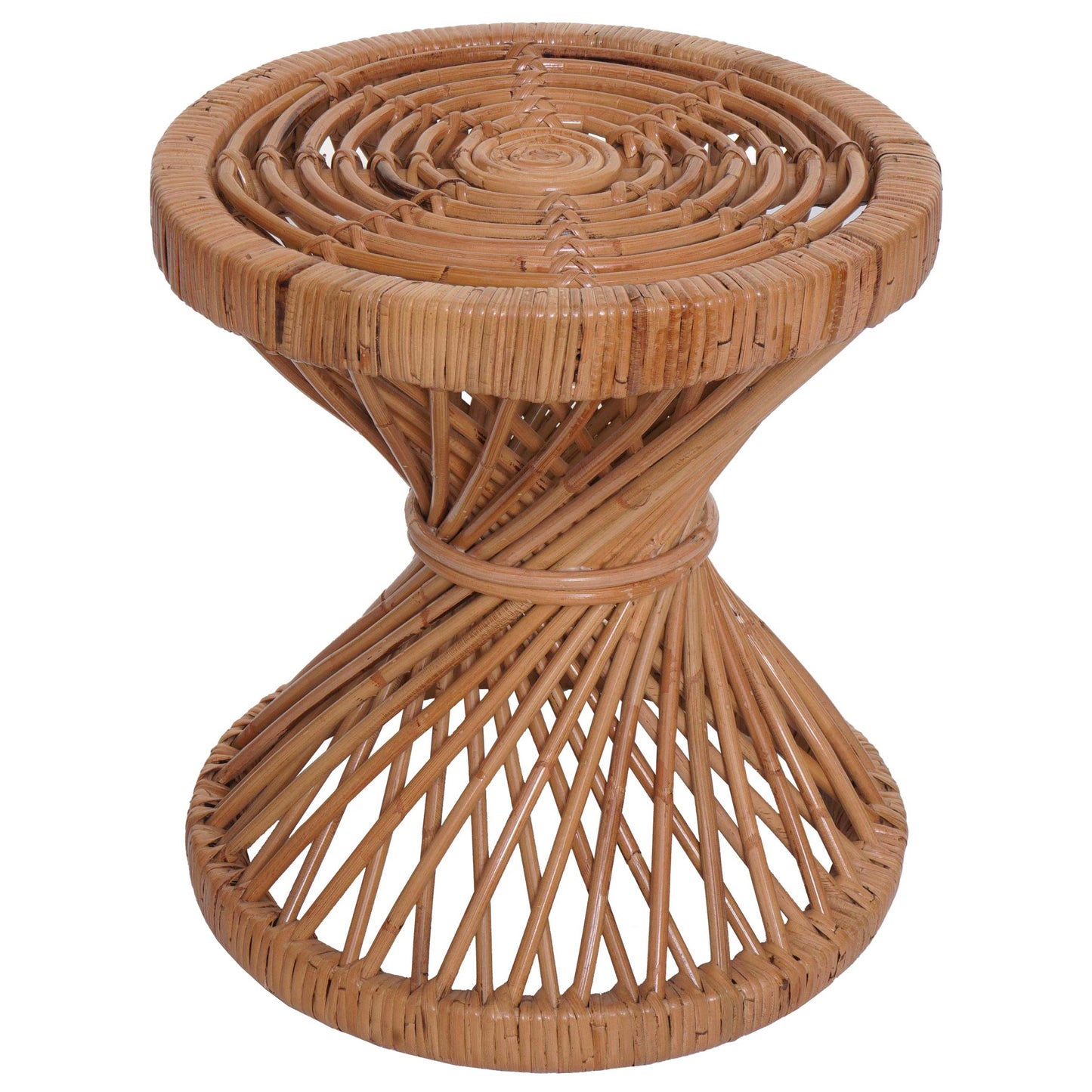 Cosmo Casa - Bijzettafel - Rond - Kubu Rotan - Naturel - 43×38×38 cm