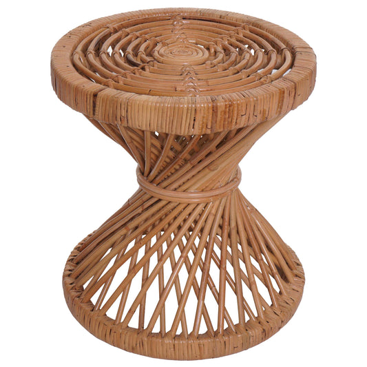 Cosmo Casa - Bijzettafel - Rond - Kubu Rotan - Naturel - 43×38×38 cm