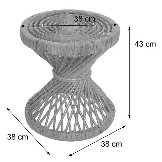 Cosmo Casa - Bijzettafel - Rond - Kubu Rotan - Naturel - 43×38×38 cm