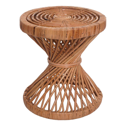 Cosmo Casa - Bijzettafel - Rond - Kubu Rotan - Naturel - 43×38×38 cm