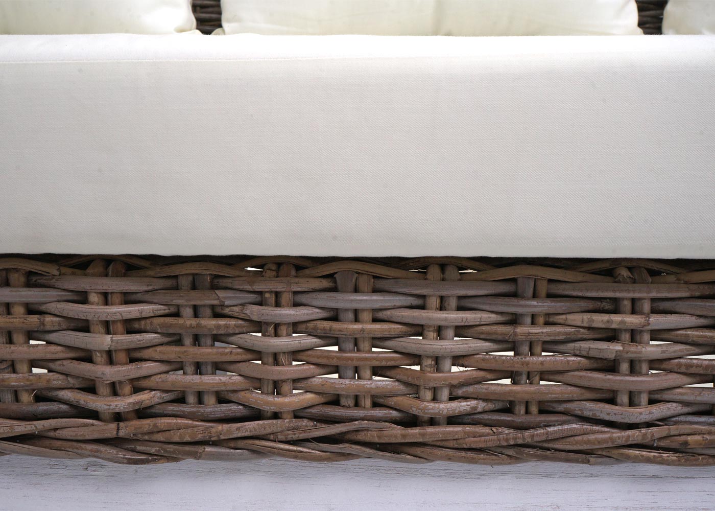 Cosmo Casa - Bank - 4-zits - Kubu Rotan & Textiel - Crème - 209 cm