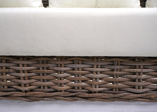 Cosmo Casa - Bank - 4-zits - Kubu Rotan & Textiel - Crème - 209 cm