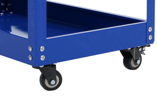 Cosmo Casa - Gereedschapswagen - Wagen - Werkplaatswagen - Transportwagen - Wielen - Handgreep - 3 Laadvlakken - Staal - 73x73x36cm - Blauw