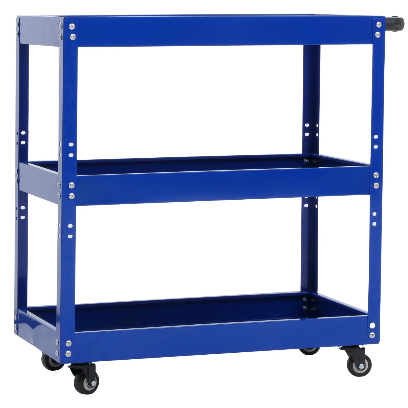 Cosmo Casa - Gereedschapswagen - Wagen - Werkplaatswagen - Transportwagen - Wielen - Handgreep - 3 Laadvlakken - Staal - 73x73x36cm - Blauw