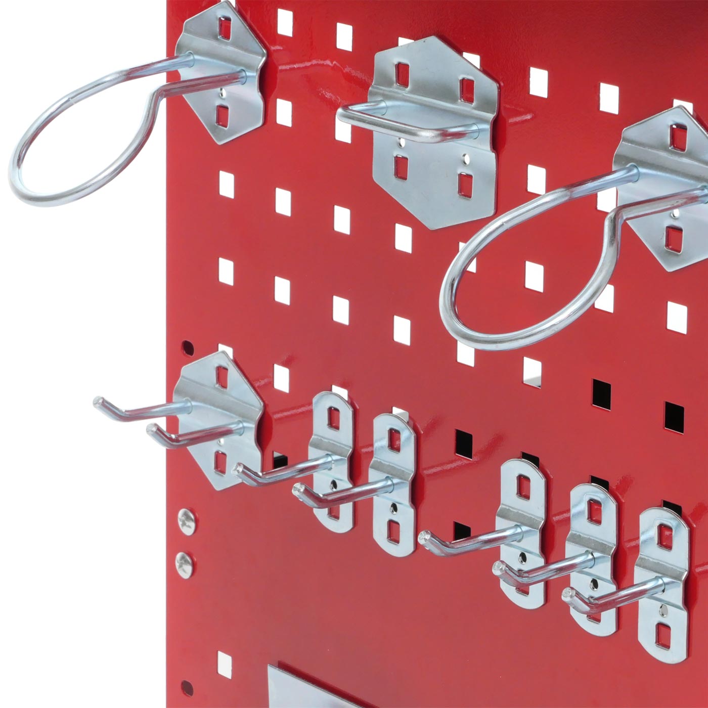 Cosmo Casa - Gereedschapswagen - Werkplaatswagen - Wielen - Handvat - 3 Laadvlakken - Geperforeerd Rooster - Staal - 73x90x35cm - Rood