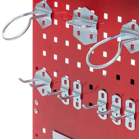 Cosmo Casa - Gereedschapswagen - Werkplaatswagen - Wielen - Handvat - 3 Laadvlakken - Geperforeerd Rooster - Staal - 73x90x35cm - Rood