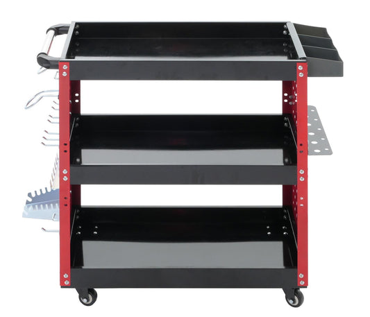Cosmo Casa - Gereedschapswagen - Werkplaatswagen - Wielen - Handvat - 3 Laadvlakken - Geperforeerd Rooster - Staal - 73x90x35cm - Rood