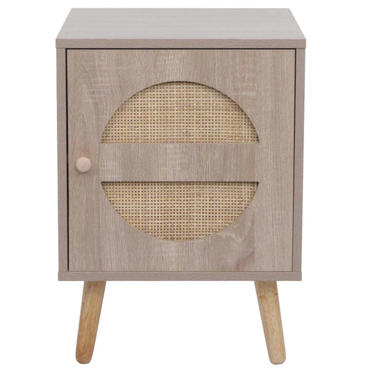 Cosmo Casa - Nachtkastje - Salontafel - Bijzettafel - Opbergvakken - Kubu Rotan Houtmelamine - Eikenlook - 56x40x40cm