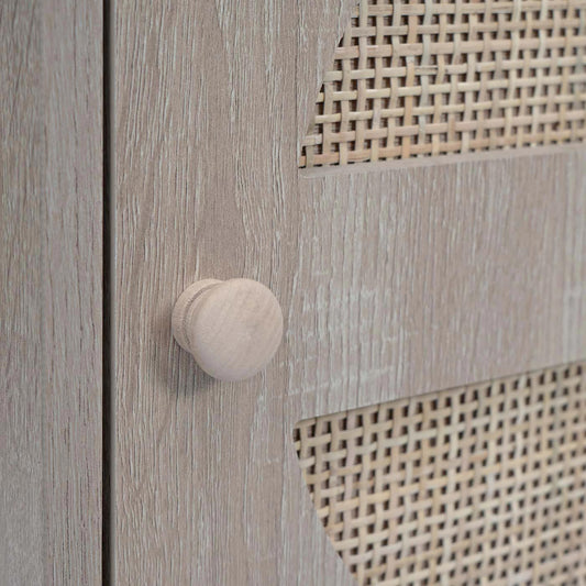 Cosmo Casa - Nachtkastje - Salontafel - Bijzettafel - Opbergvakken - Kubu Rotan Houtmelamine - Eikenlook - 56x40x40cm