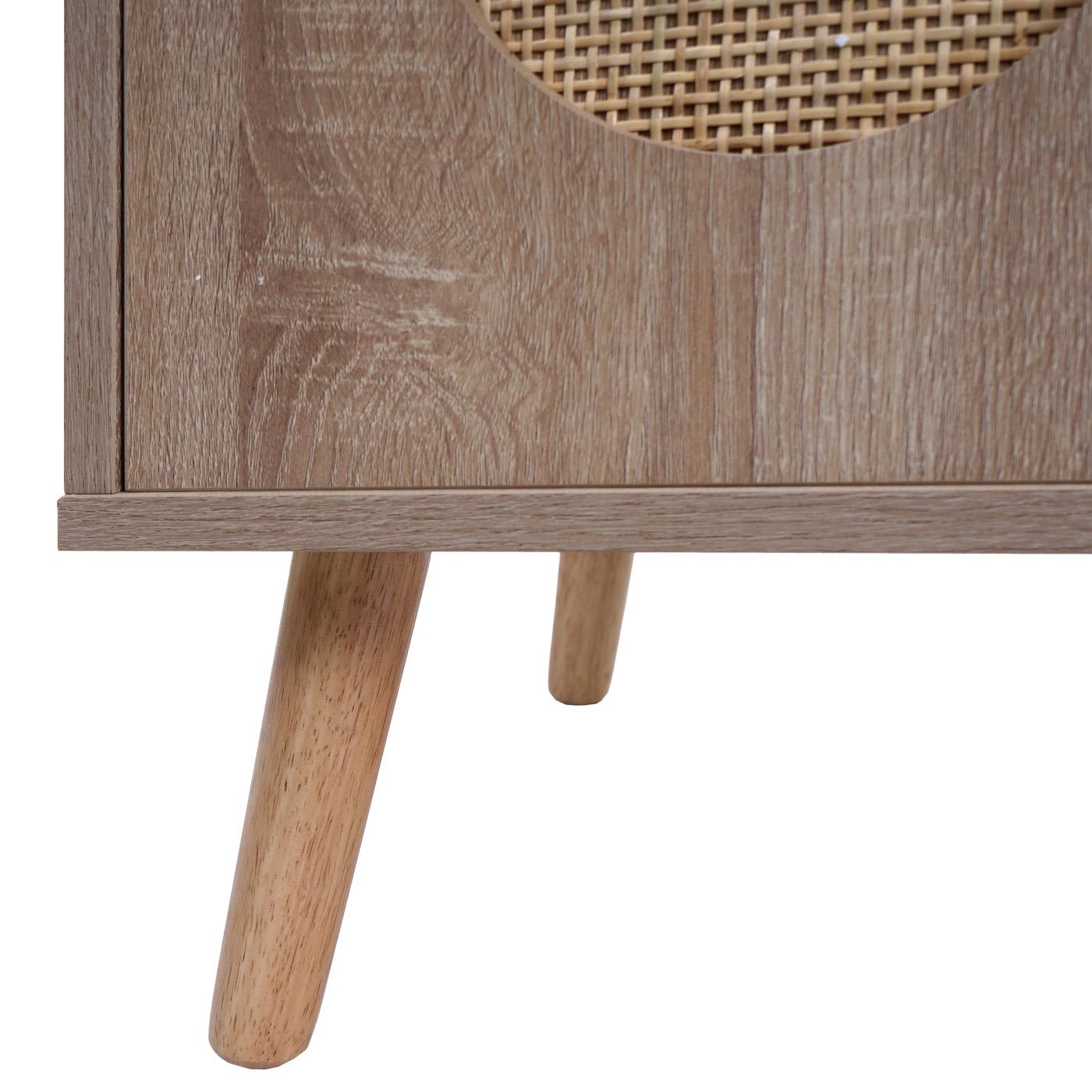 Cosmo Casa - Ladekast - Highboard met Opbergvakken - Kubu Rotan & Houtmelamine - Eikenlook