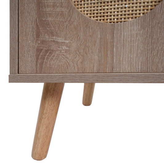 Cosmo Casa - Ladekast - Highboard met Opbergvakken - Kubu Rotan & Houtmelamine - Eikenlook