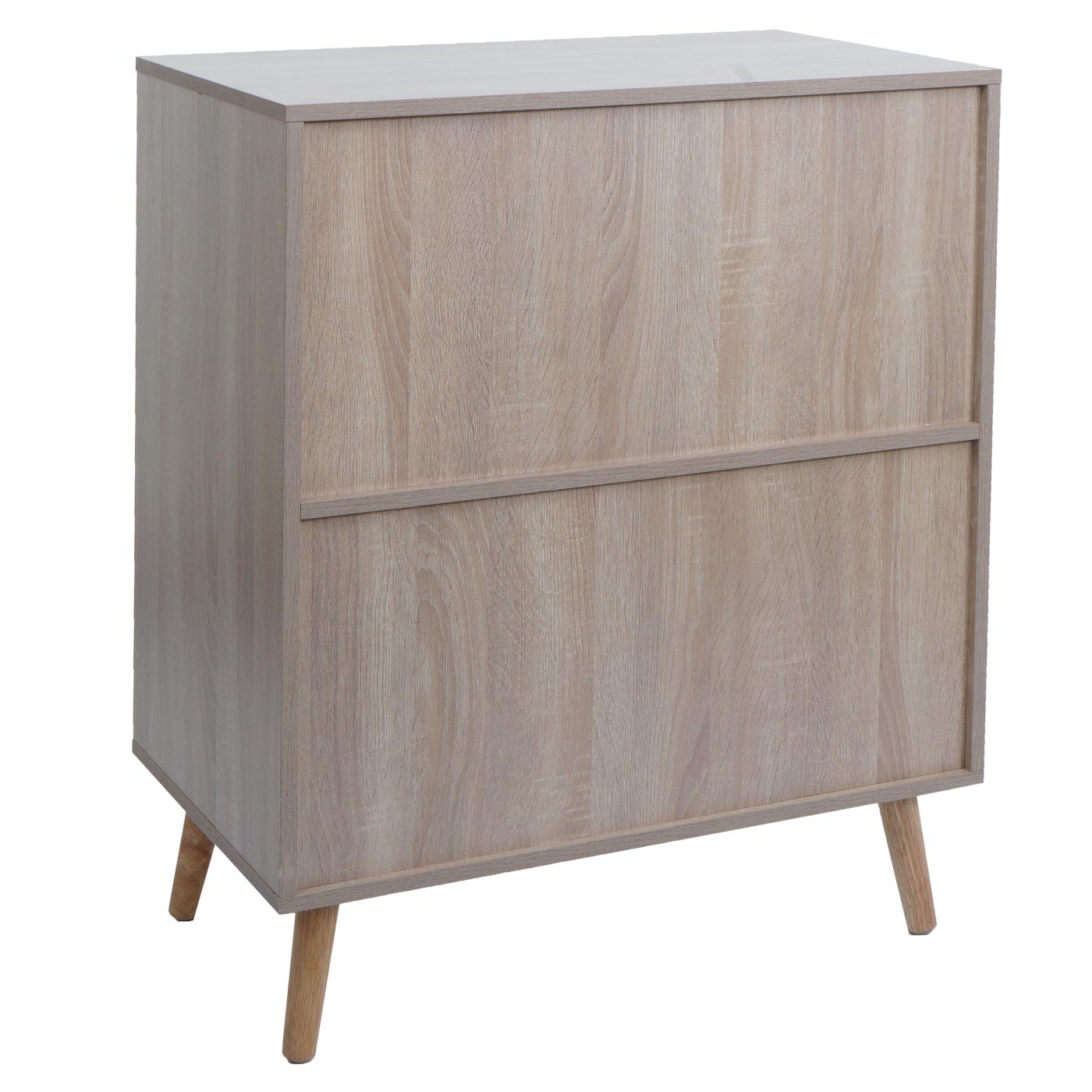Cosmo Casa - Ladekast - Highboard met Opbergvakken - Kubu Rotan & Houtmelamine - Eikenlook