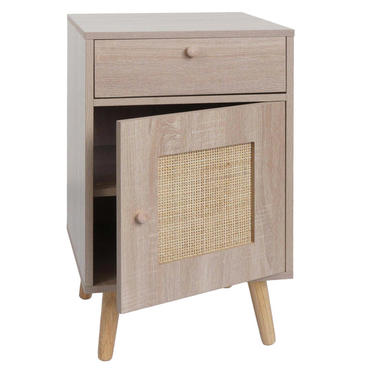 Cosmo Casa - Bijzettafel - Salontafel - Nachtkastje - Loungetafel - Opberglade - Kubu Rotan Houtmelamine - Eikenlook