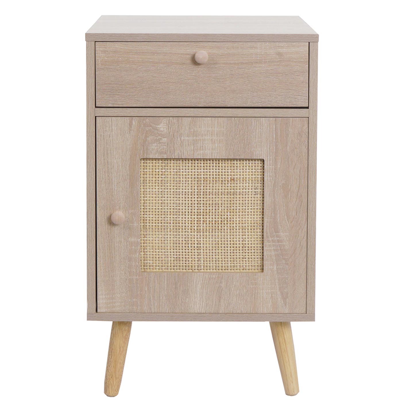 Cosmo Casa - Bijzettafel - Salontafel - Nachtkastje - Loungetafel - Opberglade - Kubu Rotan Houtmelamine - Eikenlook