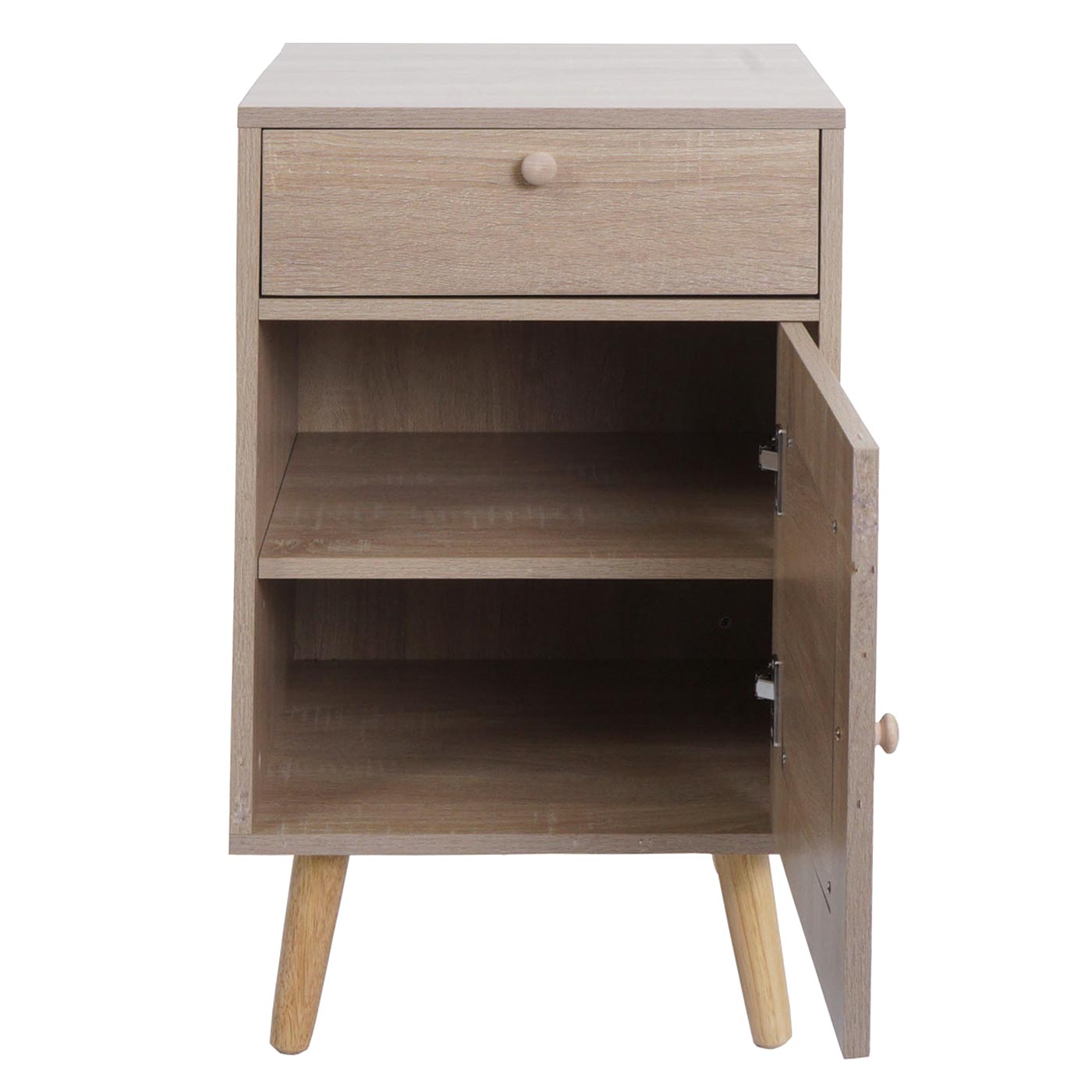 Cosmo Casa - Bijzettafel - Salontafel - Nachtkastje - Loungetafel - Opberglade - Kubu Rotan Houtmelamine - Eikenlook