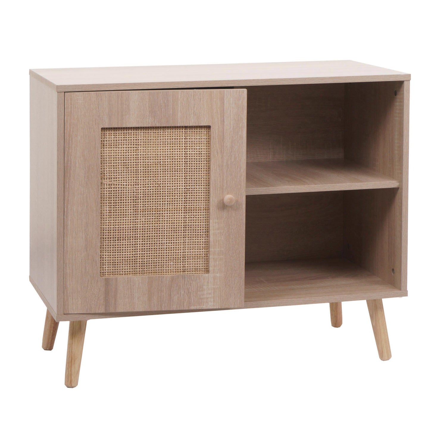 Cosmo Casa - Ladekast - Highboard met Opbergvak - Kubu Rotan Houtmelamine - Eikenlook