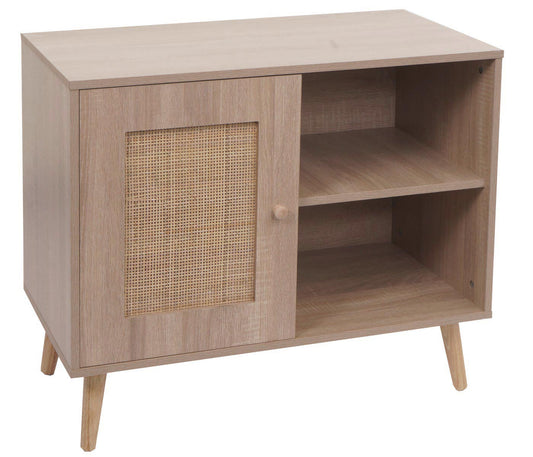 Cosmo Casa - Ladekast - Highboard met Opbergvak - Kubu Rotan Houtmelamine - Eikenlook