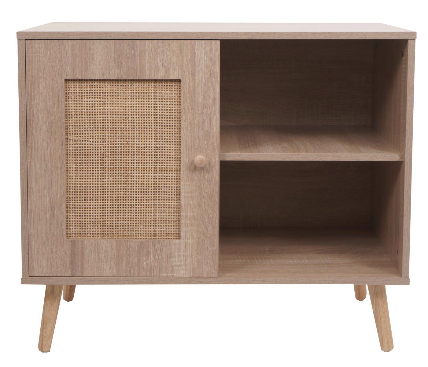 Cosmo Casa - Ladekast - Highboard met Opbergvak - Kubu Rotan Houtmelamine - Eikenlook