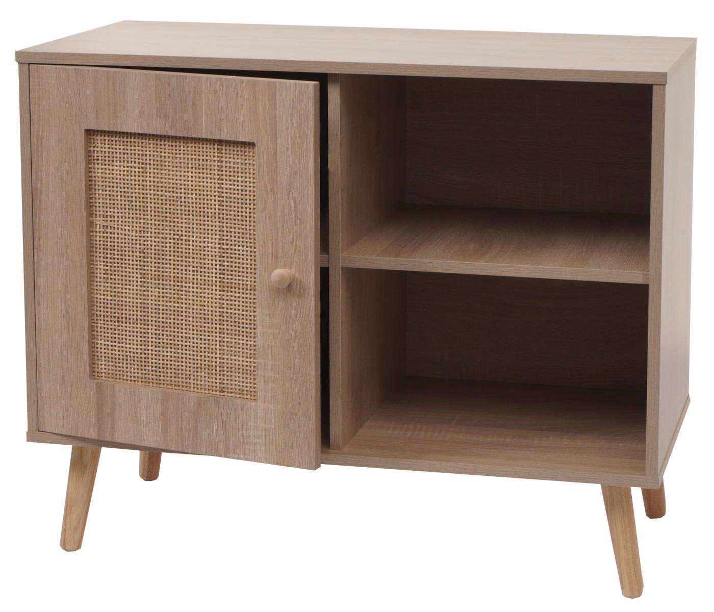 Cosmo Casa - Ladekast - Highboard met Opbergvak - Kubu Rotan Houtmelamine - Eikenlook