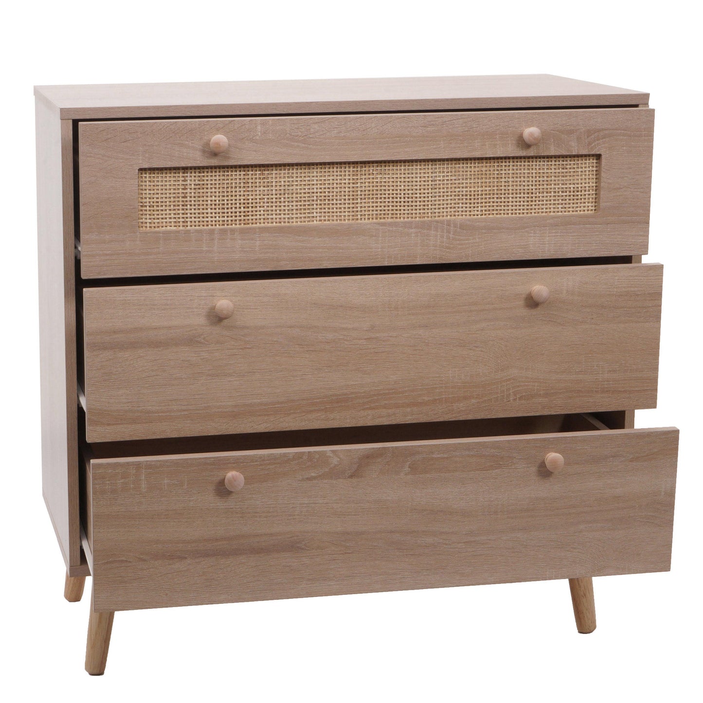 Cosmo Casa - Ladekast - Highboard - Kubu Rotan Houtmelamine - Eikenlook