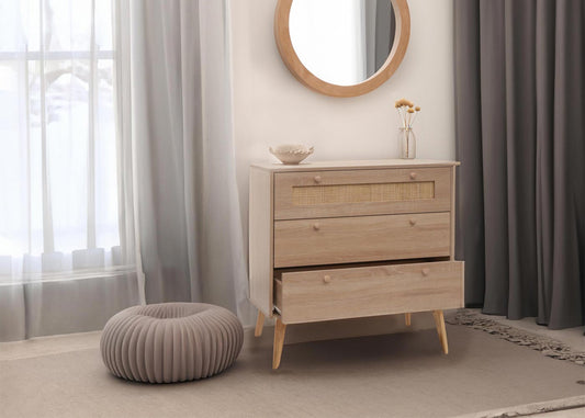 Cosmo Casa - Ladekast - Highboard - Kubu Rotan Houtmelamine - Eikenlook