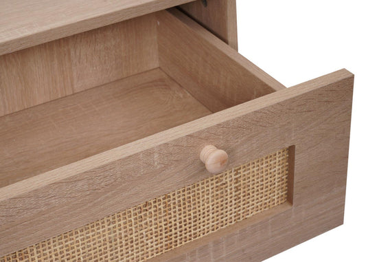 Cosmo Casa - Ladekast - Highboard - Kubu Rotan Houtmelamine - Eikenlook